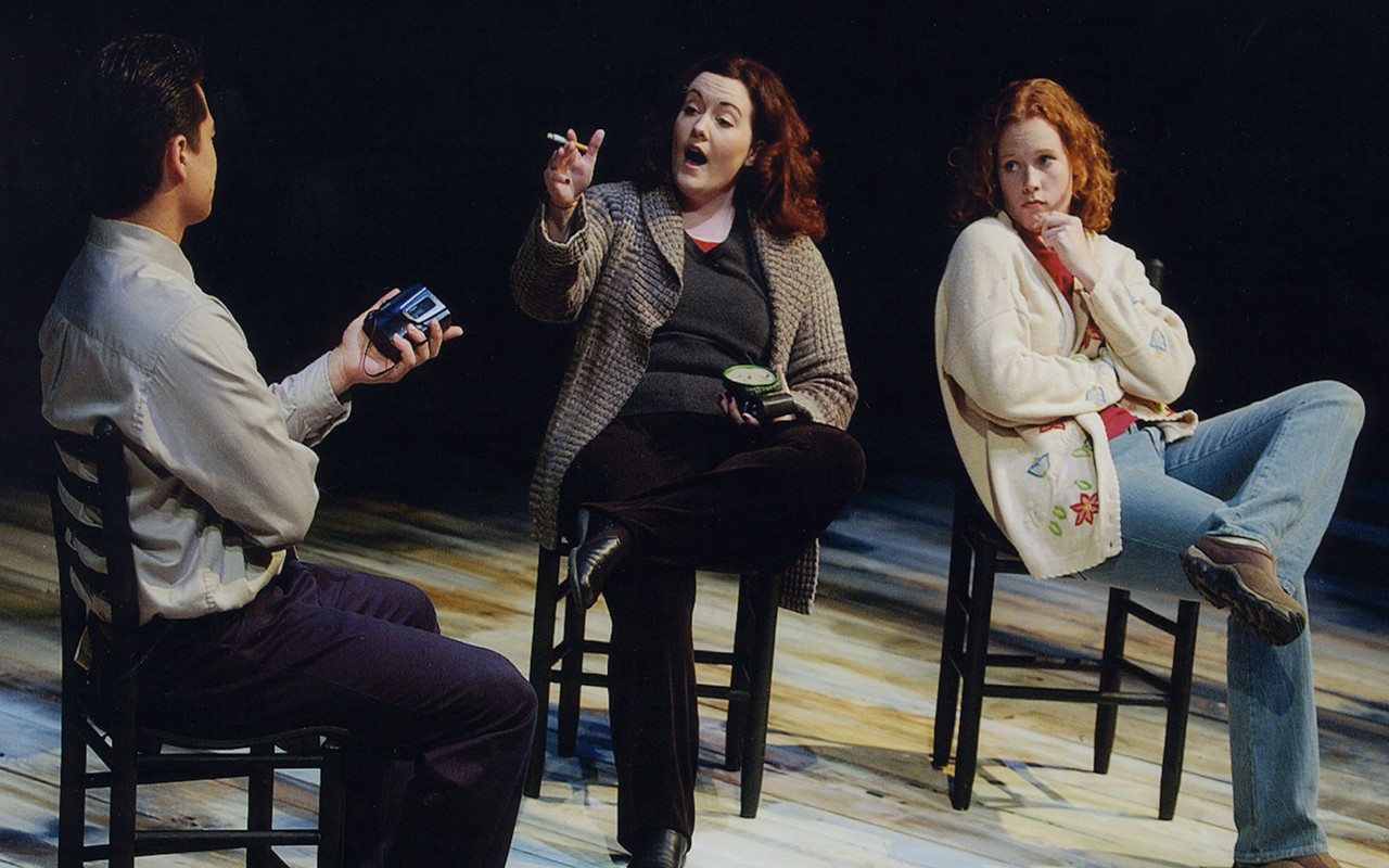 The actors deliver monolgues as they sit in chairs during a production of The Laramie Project