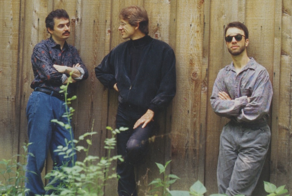 A photograph of Percussion Group Cincinnati: James Culley, Allen Otte and Russell Burge.