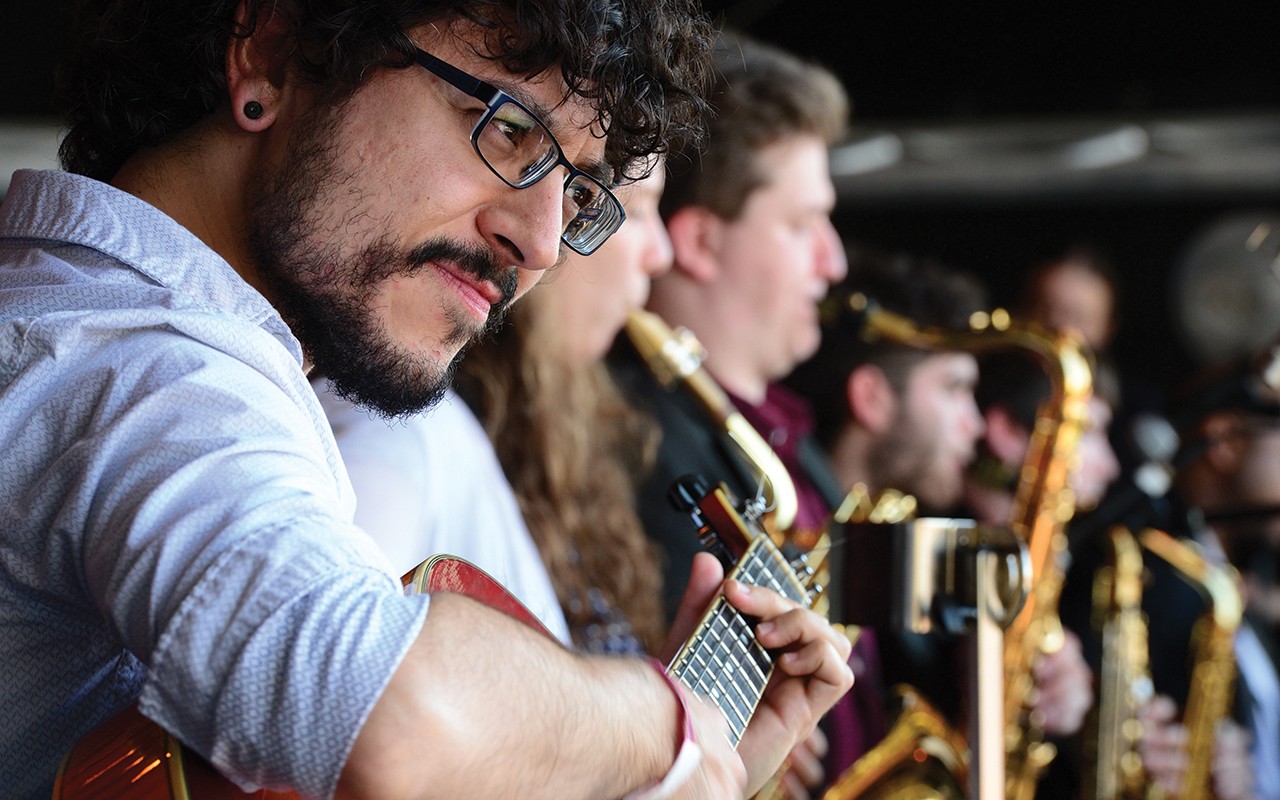 Jazz students perform on stage in São Paulo, Brazil