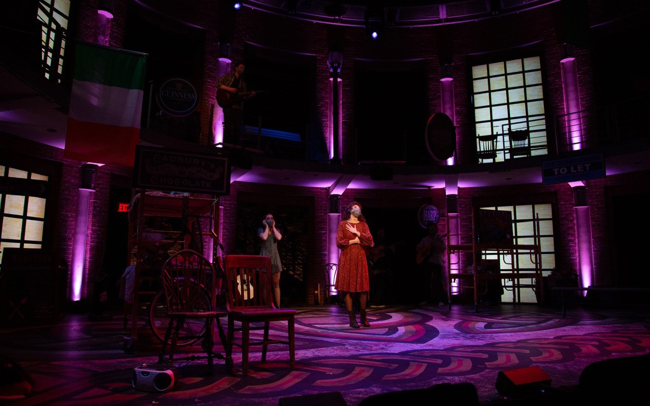 Students performing in a photo of CCM's Nov. 2021 production of "Once."