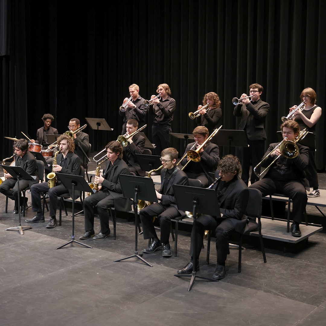 CCM Jazz Orchestra performs on stage. 
