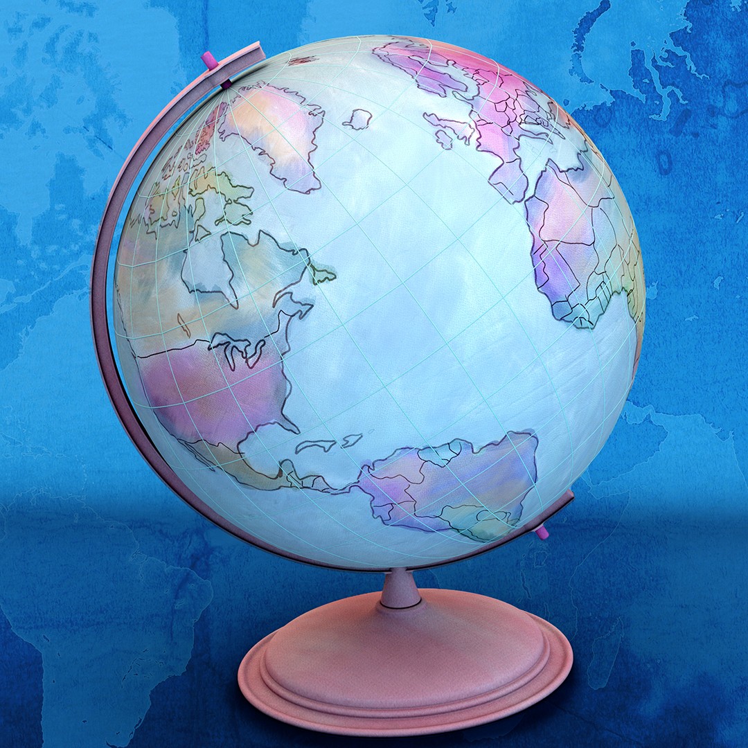 3d rendering Colorful Globe Sphere on Blue Background